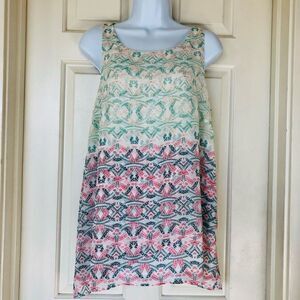 Cabi Mosaic Print Sleeveless Floaty Tunic Top